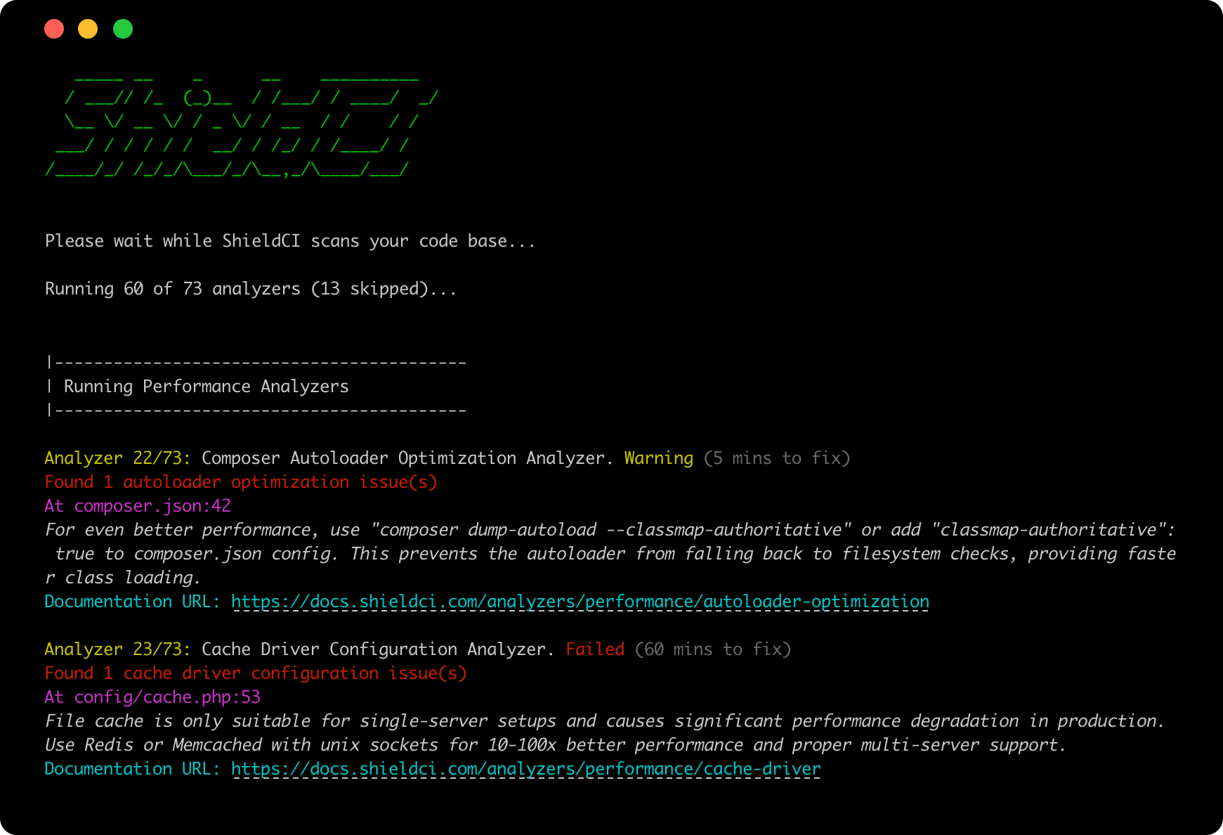 ShieldCI Failed Checks